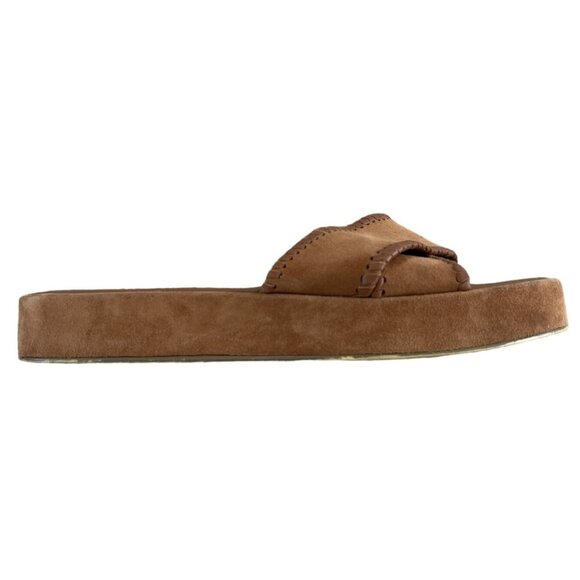 Boden Suede Platform Flatform Sandals Criss Cross Whipstitch Brown EU 41 US 9.5 - Picture 7 of 11